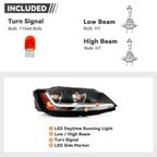 Pair halogen headlight front angle for 2017-2018 VW Jetta