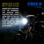 5.75 (5 3/4) In LED Black Projector Motorcycle Headlight Round DOT V2 - GENSSI Lighting
