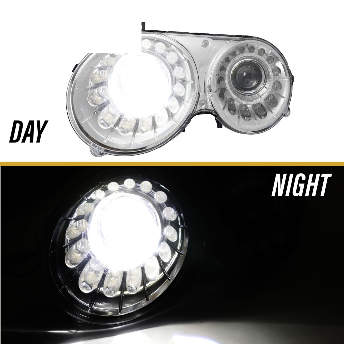 Day and night view of the low beam