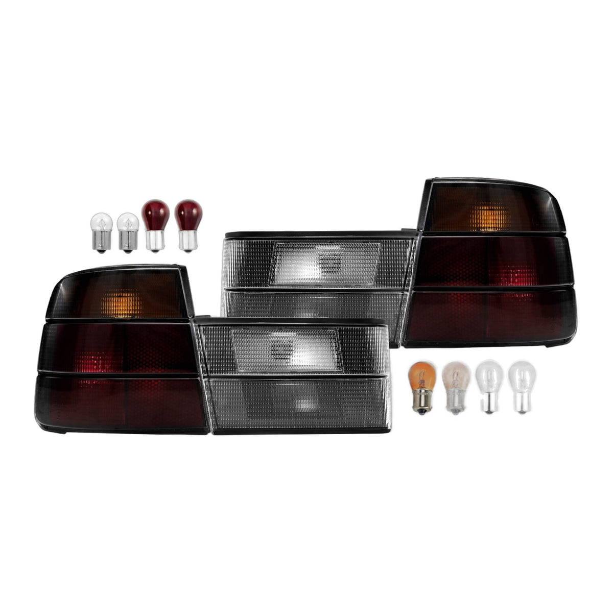 E34 smoke tail light set with included bulbs