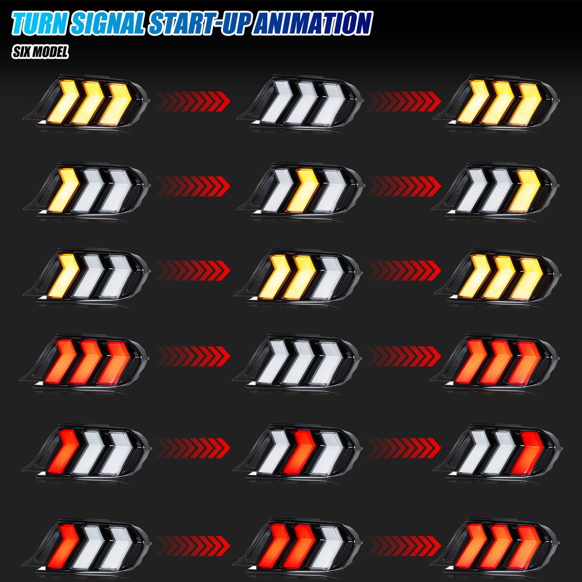 Sequential LED turn signal on the 2015-2023 Ford Mustang tail light