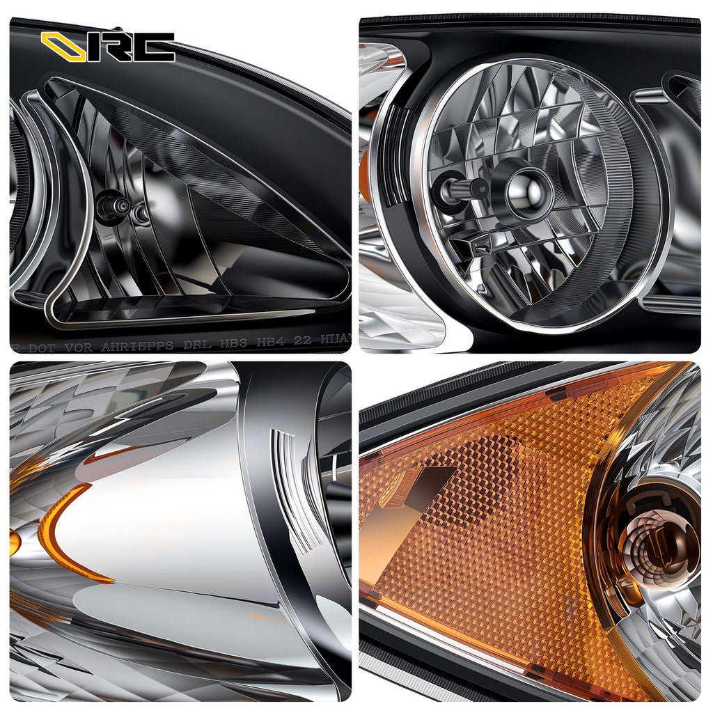Black Halogen headlights pair front view for 2008-2016 International ProStar