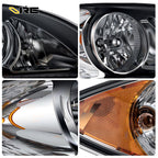 Black Halogen headlights pair front view for 2008-2016 International ProStar