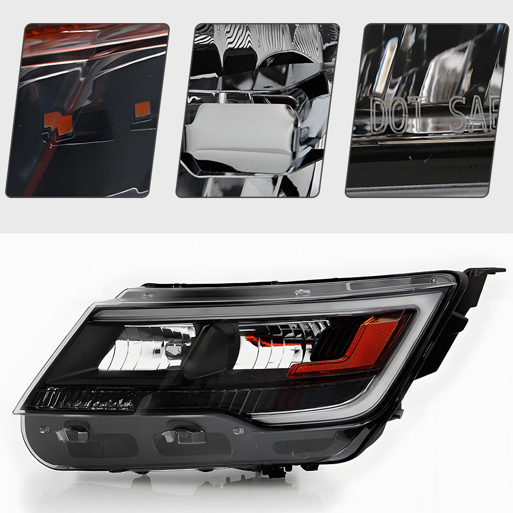 Pair LED headlight rear housing angle for 2016-2018 Ford Explorer Sport