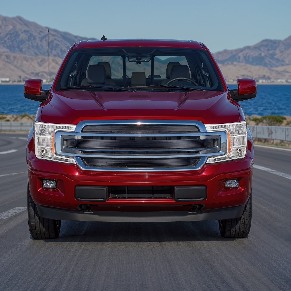 Chrome Halogen headlights pair front view for 2018-2020 Ford F-150