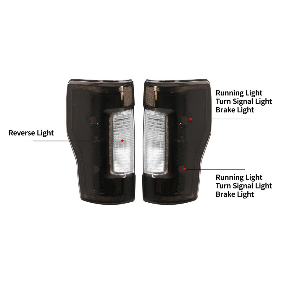 smoked halogen tail light view 5 for Ford F-250 F-350 Super Duty without BLIS (2017-2019)