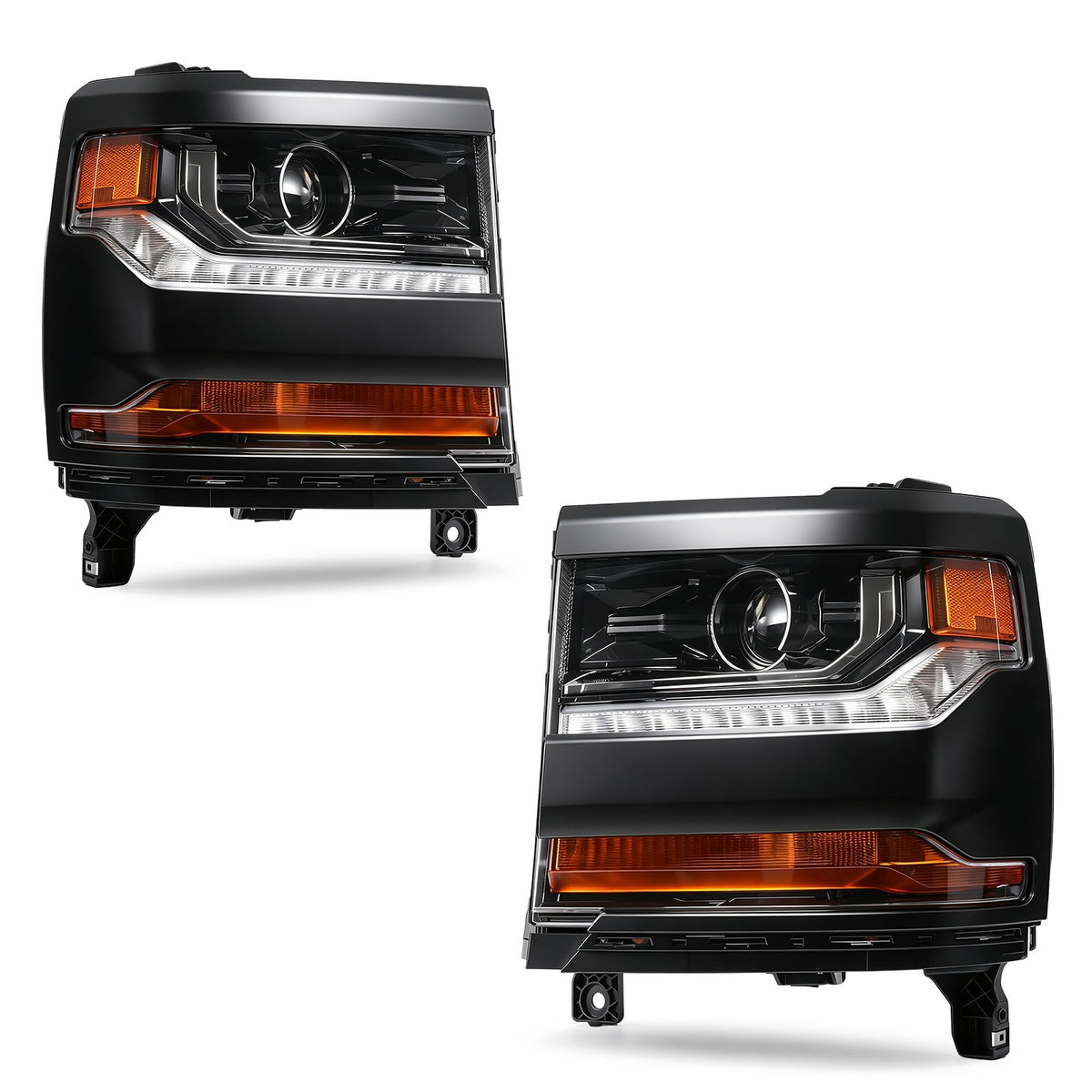 Pair HID headlight rear housing angle for 2016-2018 Chevy Silverado 1500