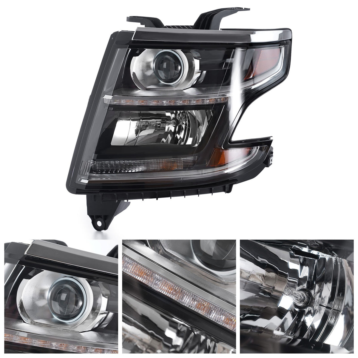 Left halogen projector headlight side angle for 2015-2020 Chevy Tahoe