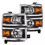 Black Halogen headlight lens and housing detail for 2014-2015 Chevrolet Silverado 1500
