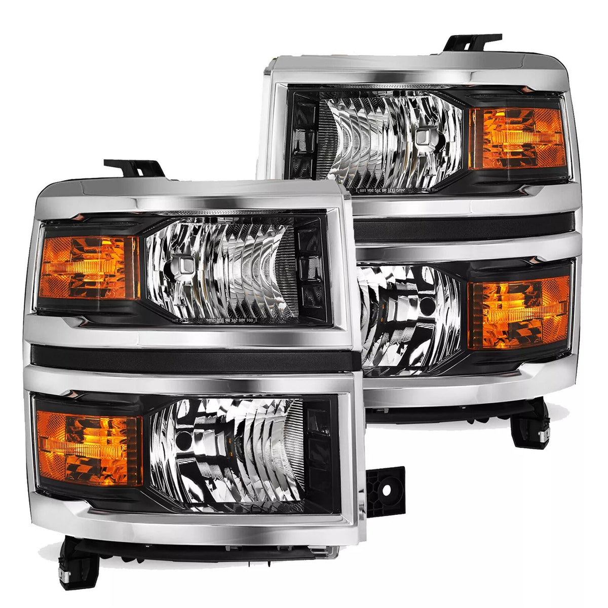 Black Halogen headlight lens and housing detail for 2014-2015 Chevrolet Silverado 1500