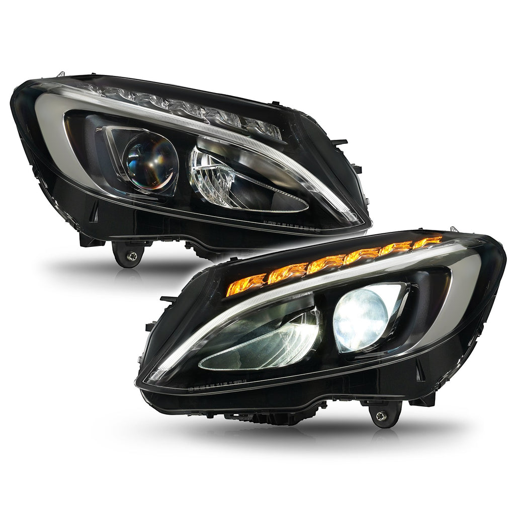 Left LED projector headlight side angle for 2015-2018 Mercedes-Benz C300