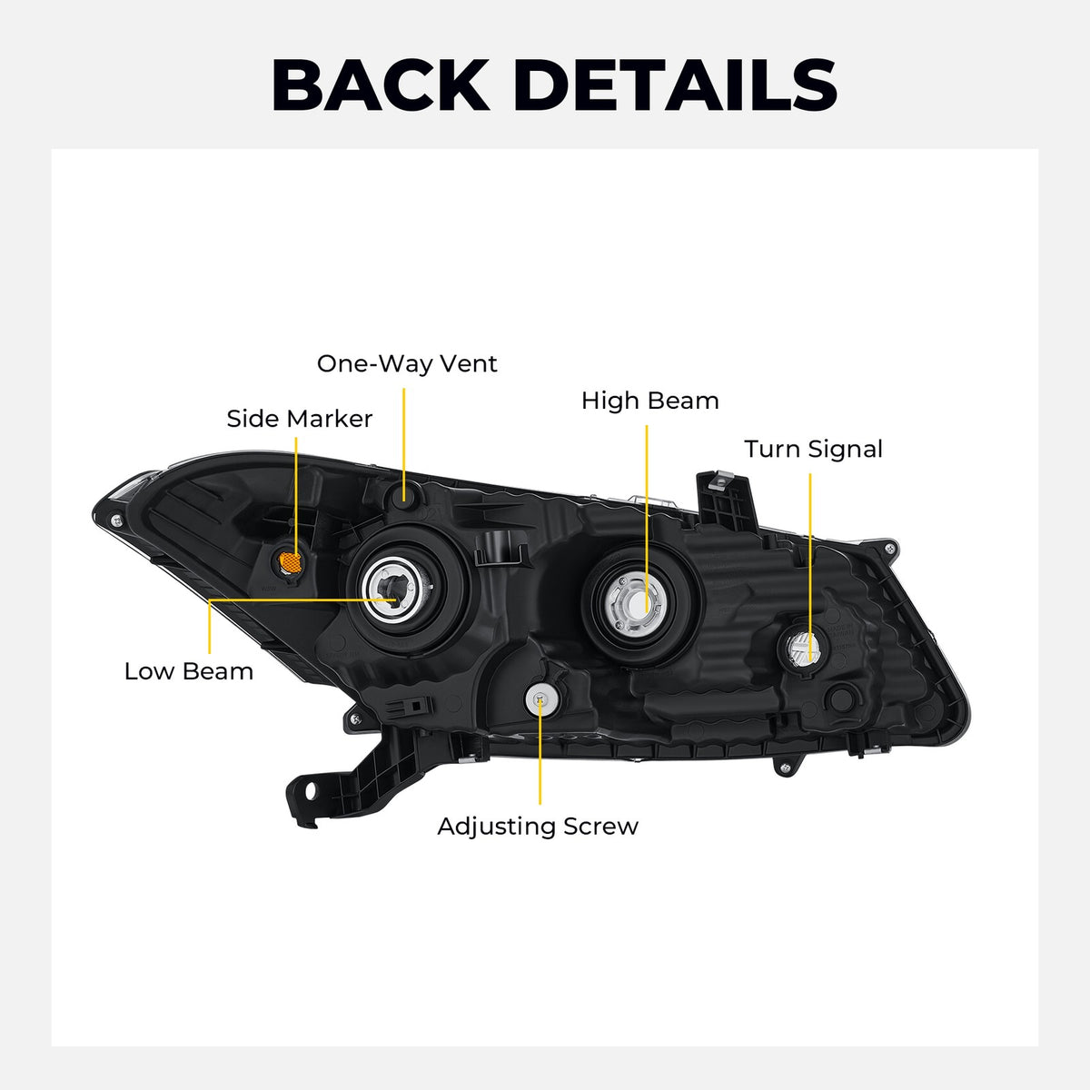 Chrome Halogen headlight features and specifications for 2008-2012 Honda Accord Coupe