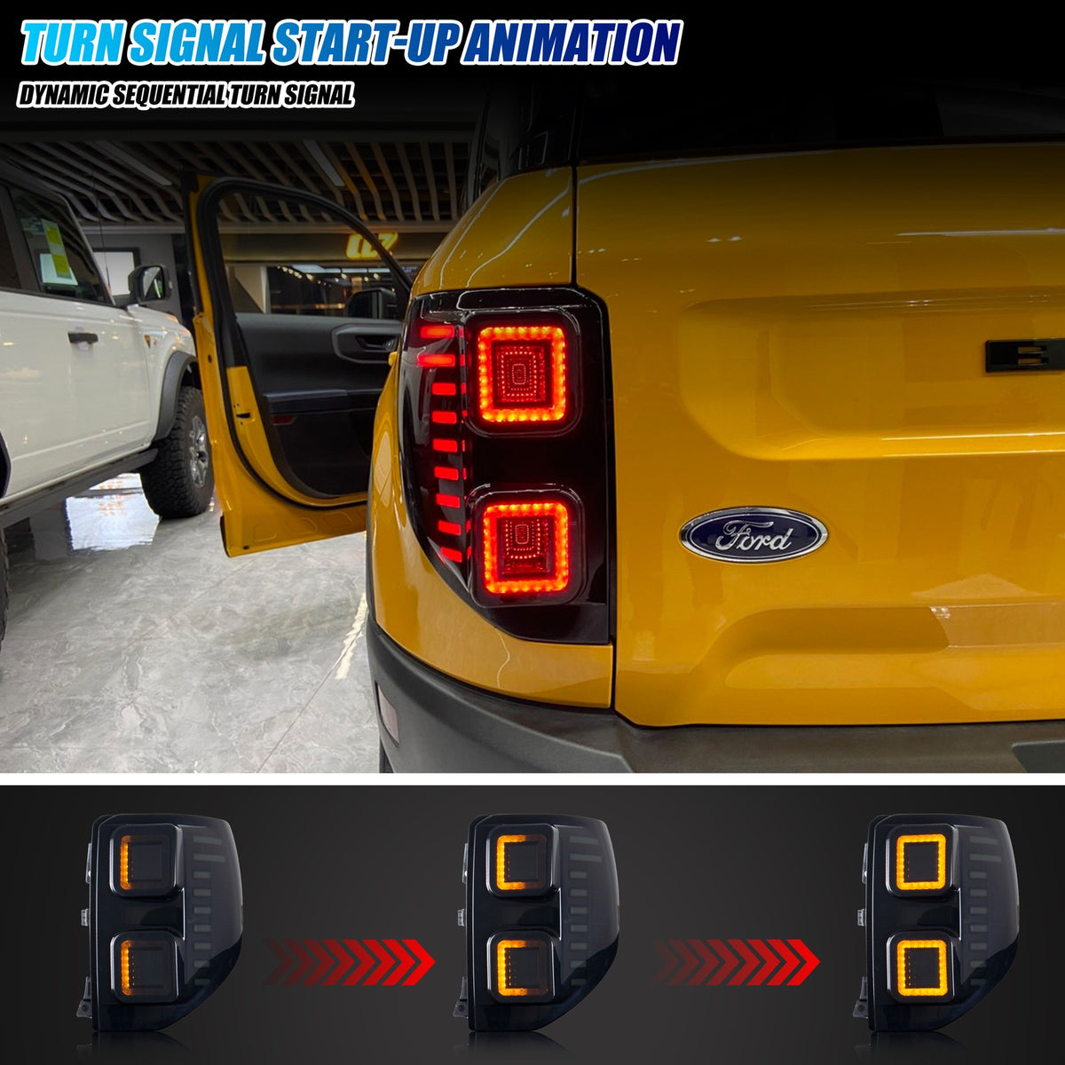 Sequential LED turn signal on the 2021-2026 Ford Bronco Sport tail light