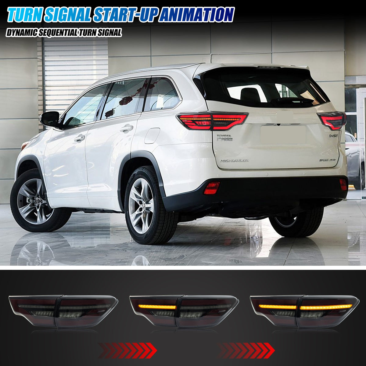 Sequential LED turn signal on the 2014-2019 Toyota Highlander tail light