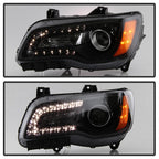 Pair projector headlight front angle for 2012-2014 Chrysler 300