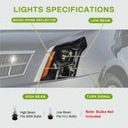 Right halogen projector headlight side angle for 2010-2016 Cadillac SRX
