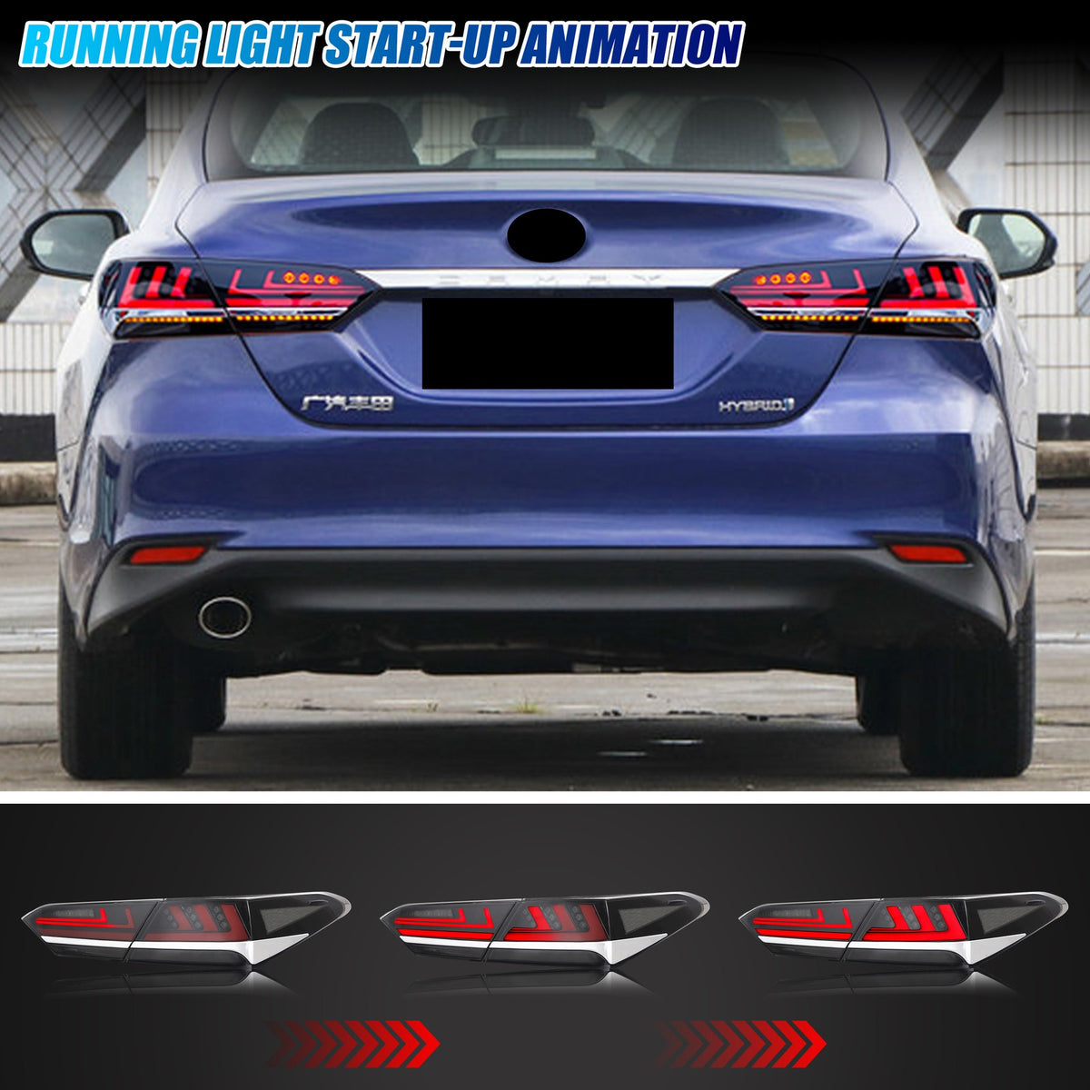 Running light start-up animation on the 2018-2023 Toyota Camry LED tail lights