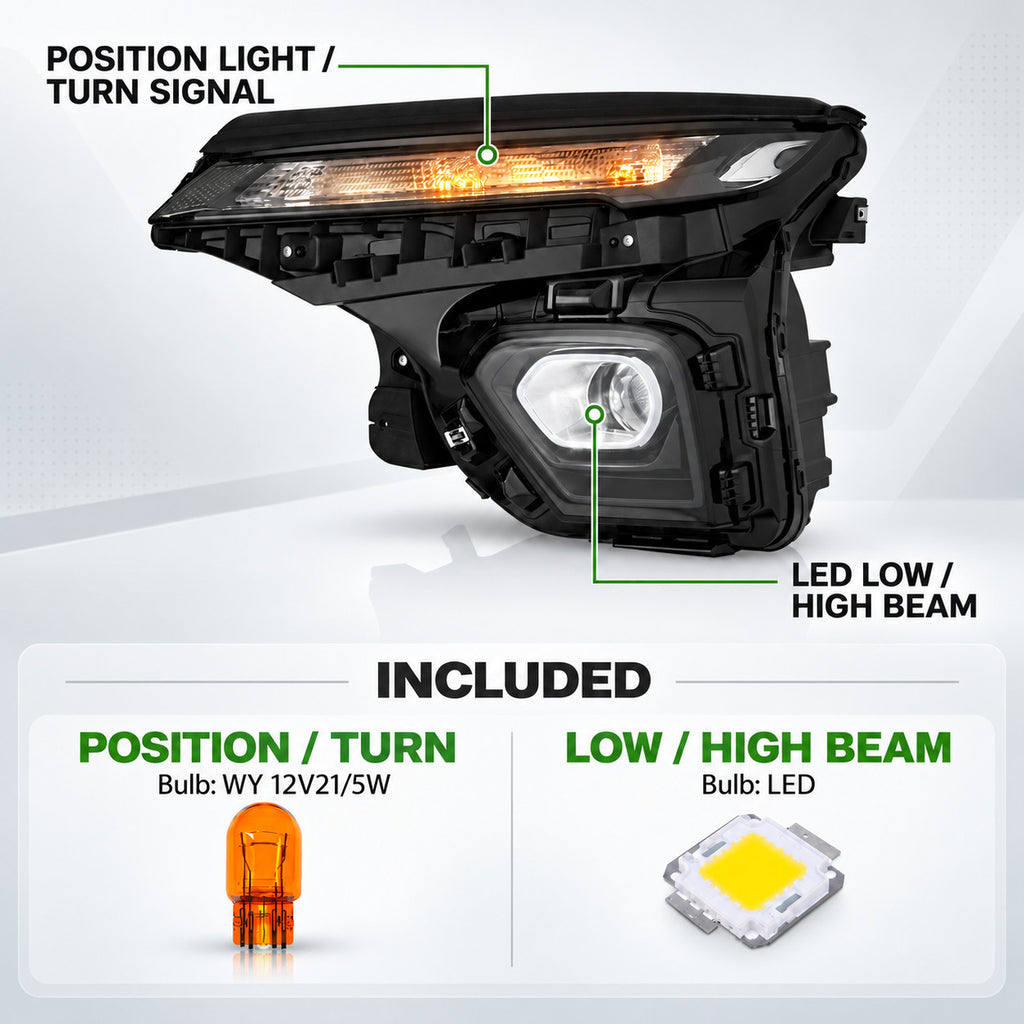 Pair LED headlight front angle for 2024-2026 Chevrolet Trailblazer LS