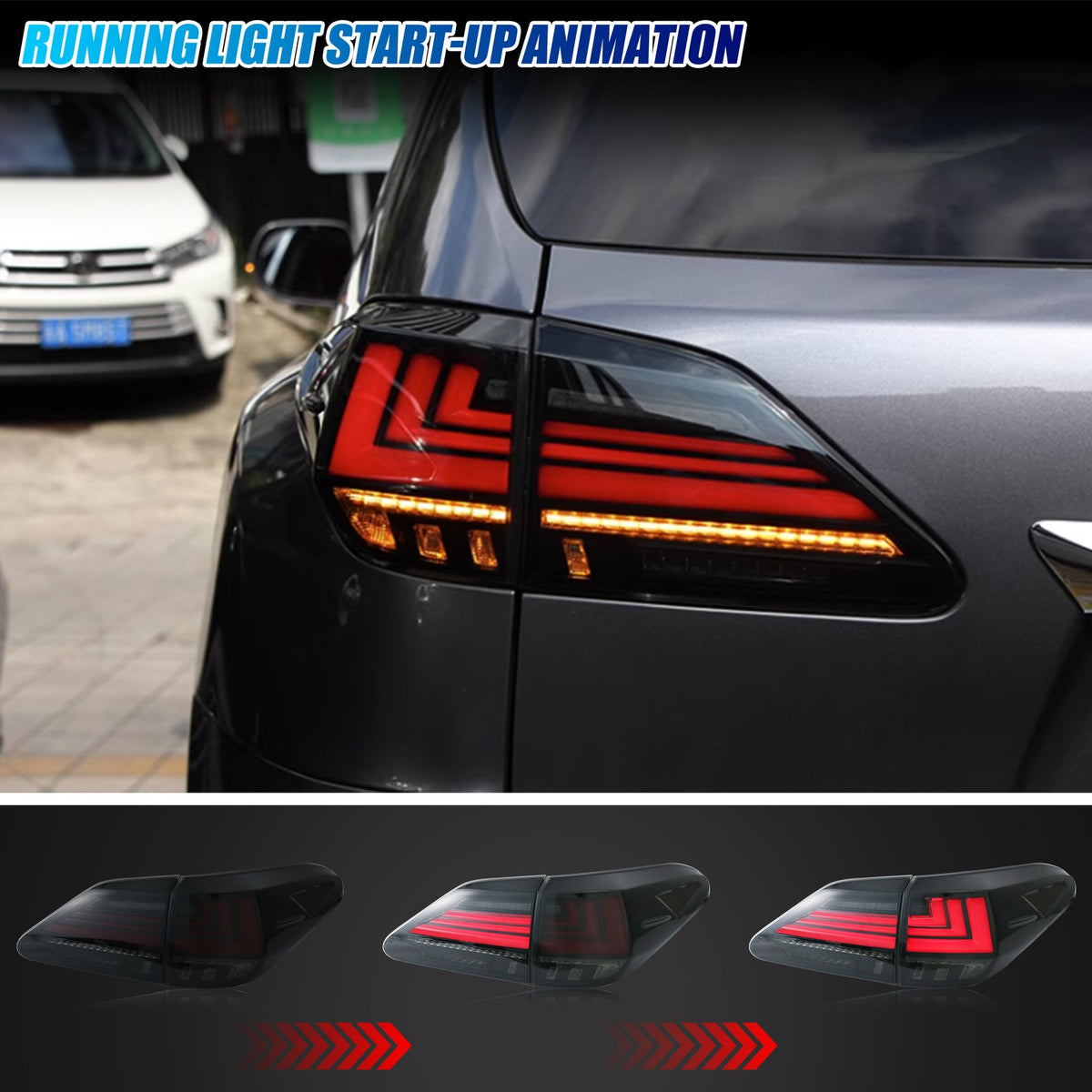 Running light start-up animation on the 2010-2015 Lexus RX350 / RX450h LED tail lights