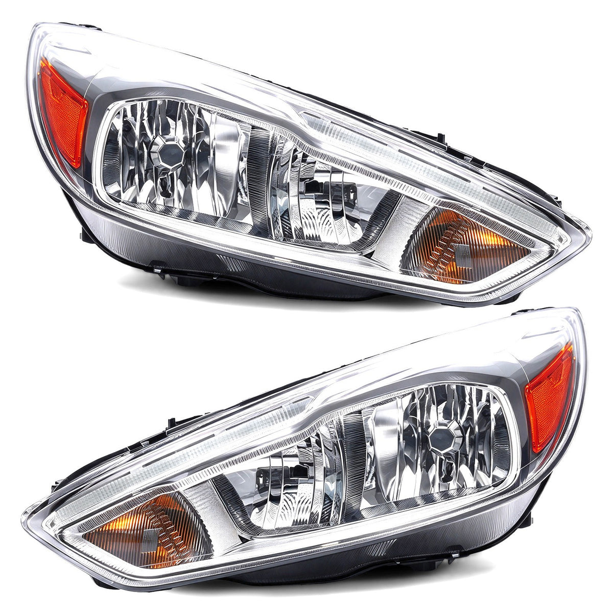 Pair halogen headlight front angle for 2015-2018 Ford Focus