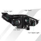 Left halogen headlight side angle for 2014-2019 Ford Fiesta