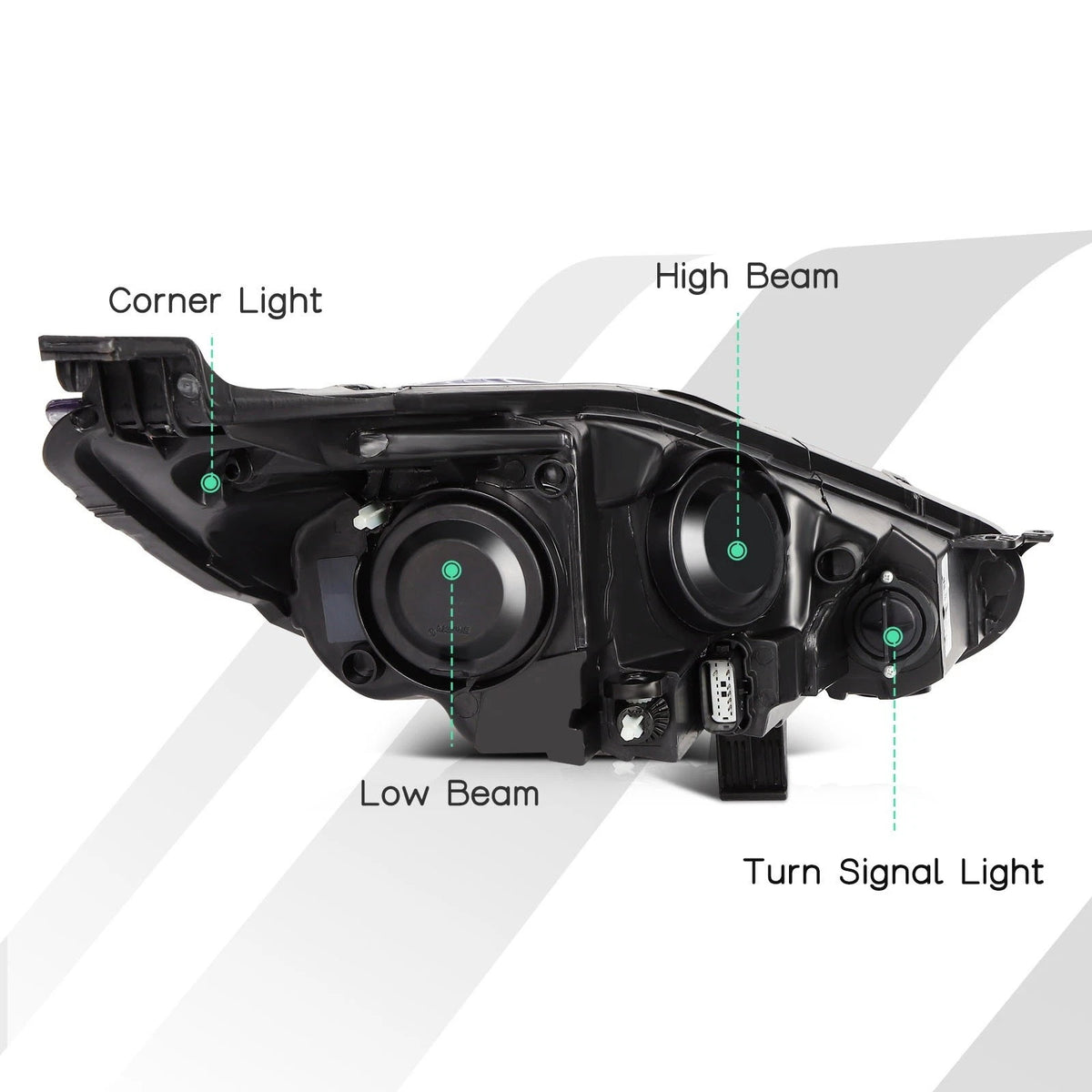Left halogen headlight side angle for 2014-2019 Ford Fiesta