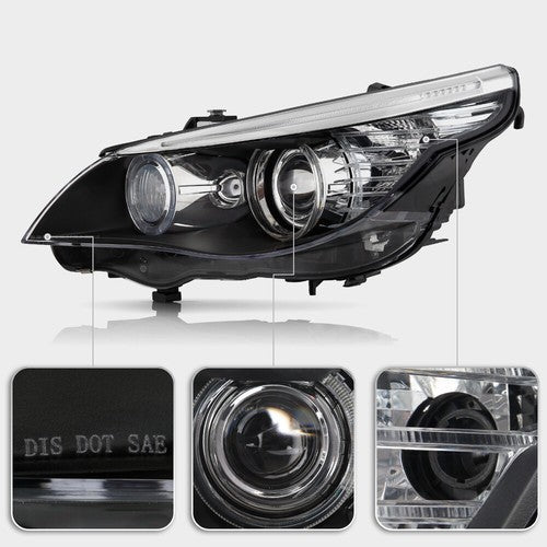 Pair HID headlight front angle for 2008-2010 BMW 5 Series E60