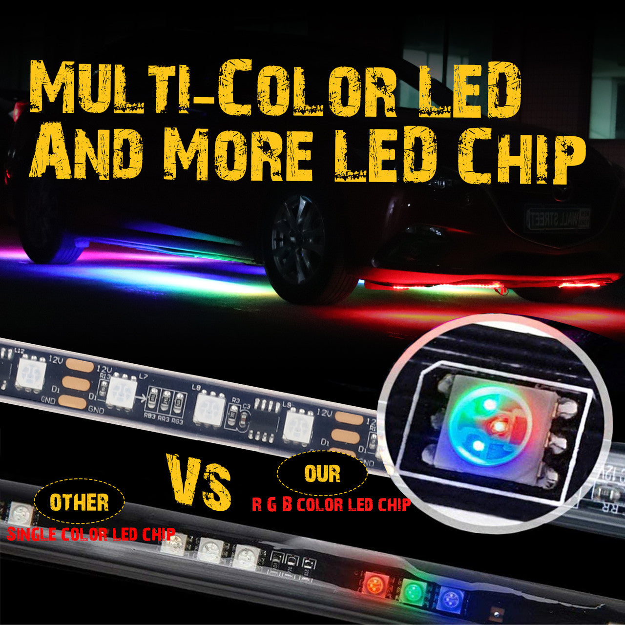 LED Under Body Fender Bumper Kit for Jeep Wrangler Flexible Wireless Lighting