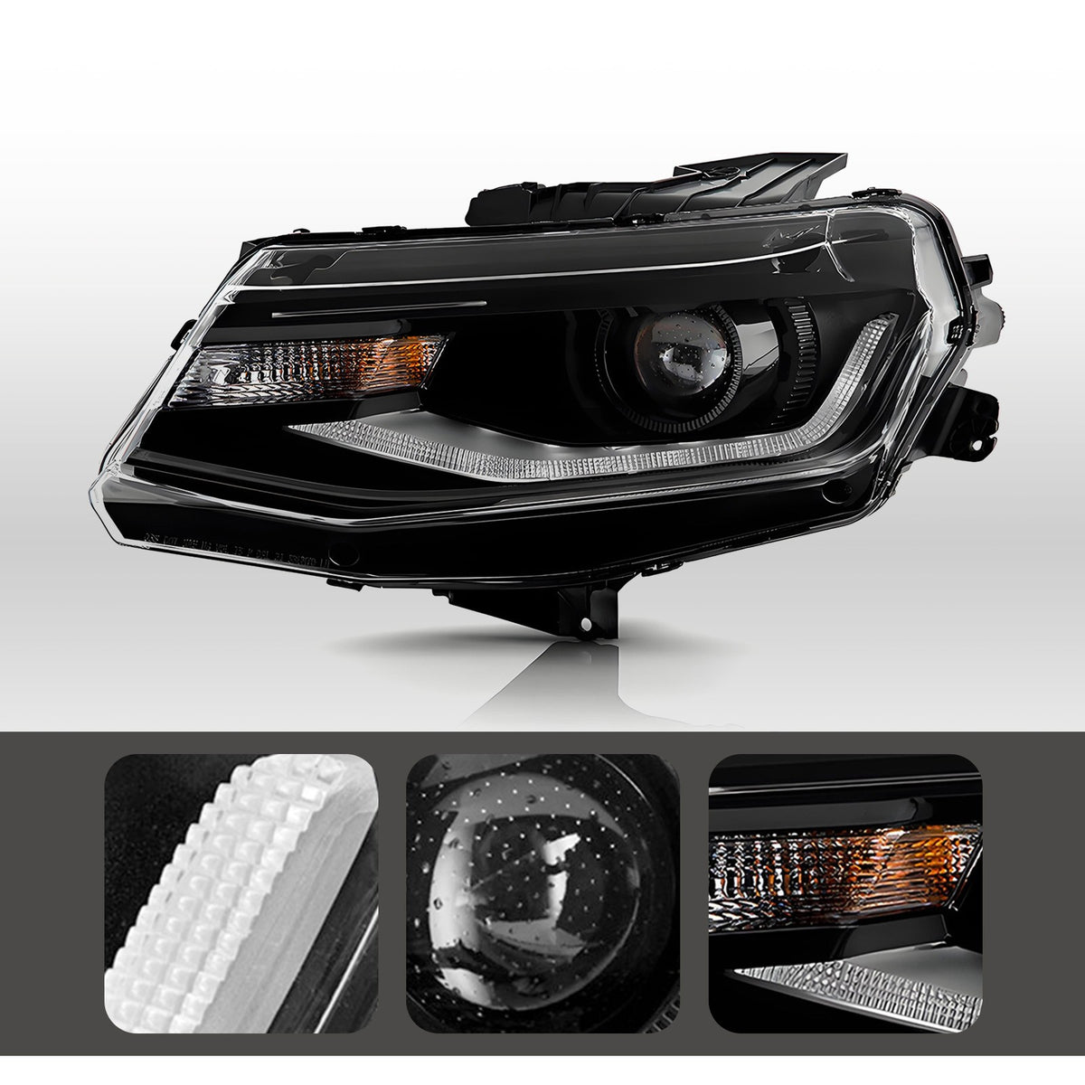 Pair HID headlight rear housing angle for 2016-2024 Chevy Camaro