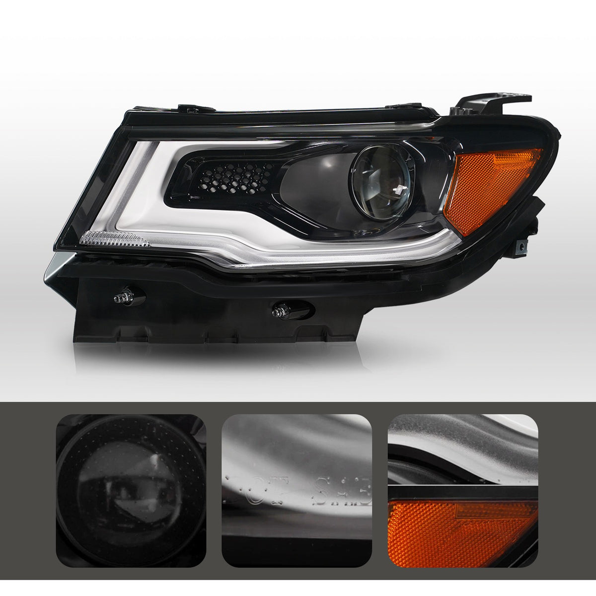Right HID headlight side angle for 2017-2021 Jeep Compass