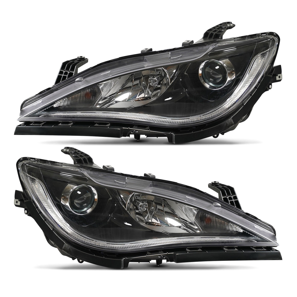 Halogen Headlights Pair w/ Bulbs, Black Bezel for Chrysler Pacifica (2017-2020)
