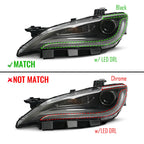 Pair halogen headlight rear housing angle for 2015-2017 Chrysler 200
