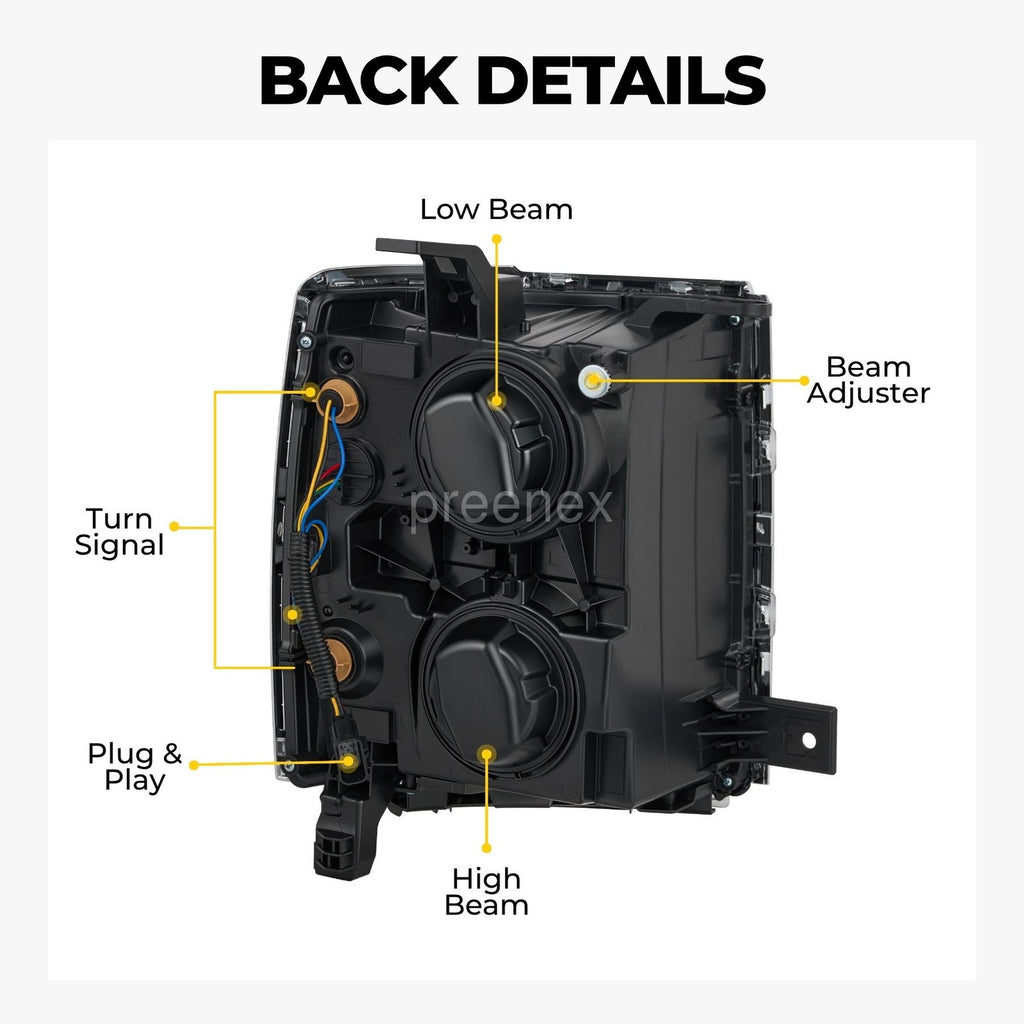 Black Projector Halogen headlight features and specifications for 2014-2015 Chevrolet Silverado 1500