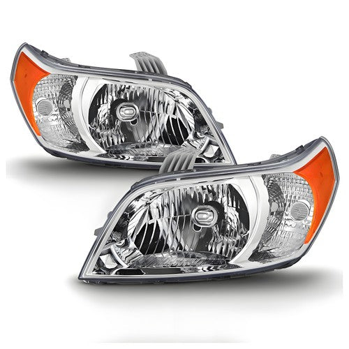 Chrome Halogen Headlights Pair w/ Amber Reflector for Chevrolet Aveo5 Hatchback (2009-2011)