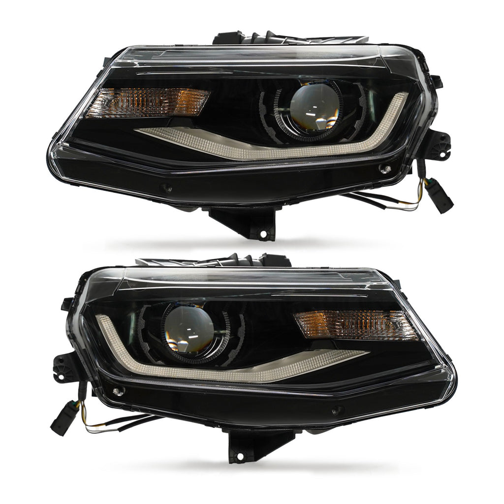 Halogen Projector Headlights Pair w/ LED DRL Switchback for Chevy Camaro (2016-2021)