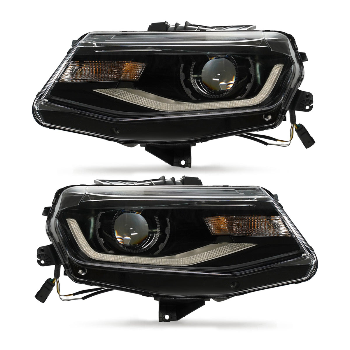 Halogen Projector Headlights Pair w/ LED DRL Switchback for Chevy Camaro (2016-2021)
