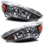 Driver side Black Halogen headlight close-up for 2015-2018 Ford Focus