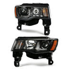 Pair halogen projector headlight rear housing angle for 2017-2021 Jeep Grand Cherokee