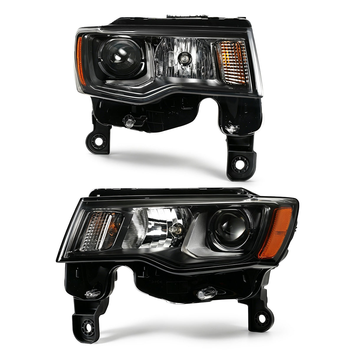 Pair halogen projector headlight rear housing angle for 2017-2021 Jeep Grand Cherokee