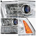 Chrome Projector Halogen headlights pair front view for 2013-2018 Ram 1500 2500 3500