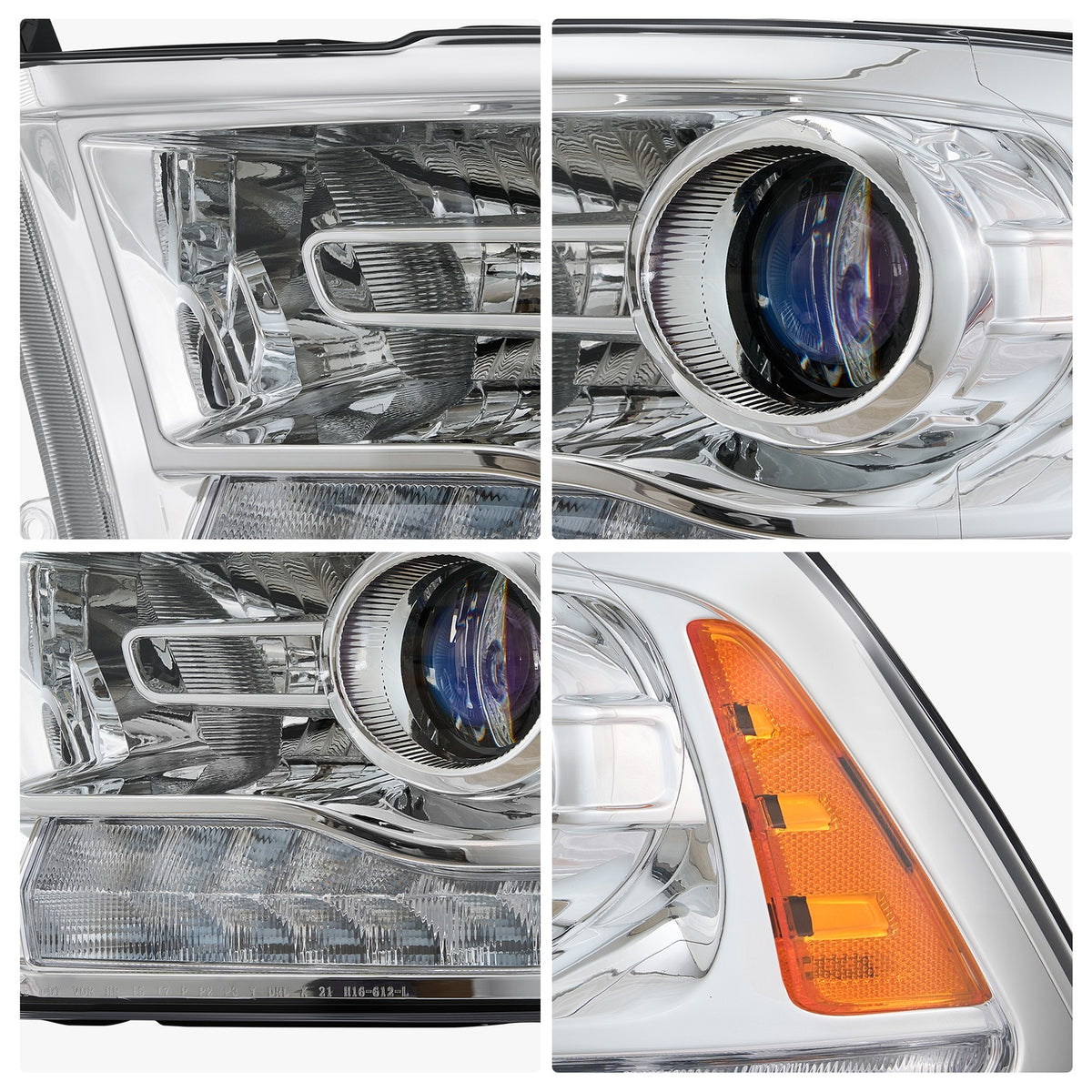 Chrome Projector Halogen headlights pair front view for 2013-2018 Ram 1500 2500 3500