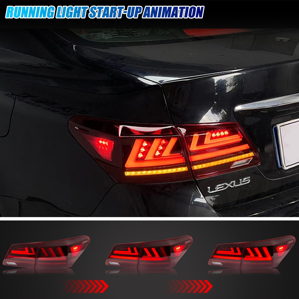 Running light start-up animation on the 2007-2012 Lexus ES350 LED tail lights