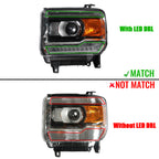 LED DRL match diagram for 2015-2019 GMC Sierra HD headlights