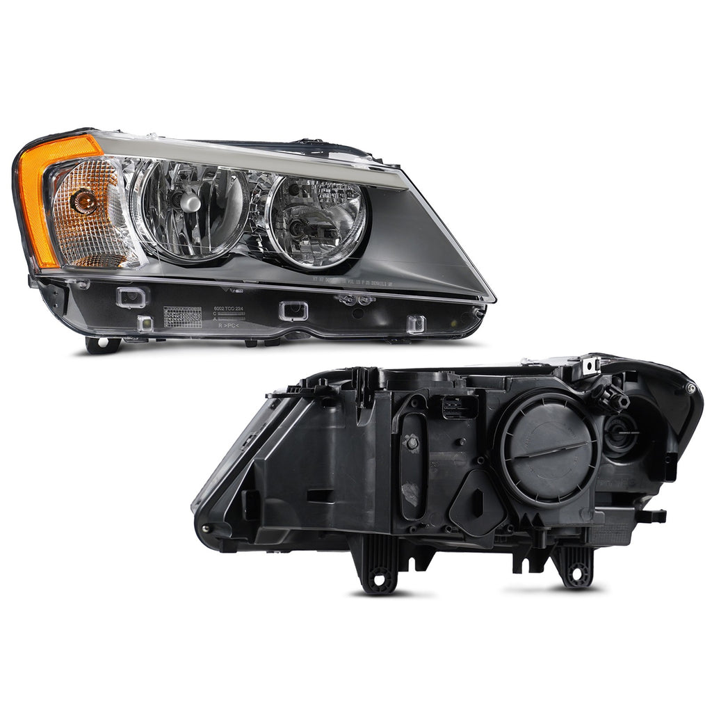 Pair halogen headlight rear housing angle for 2011-2014 BMW X3 F25