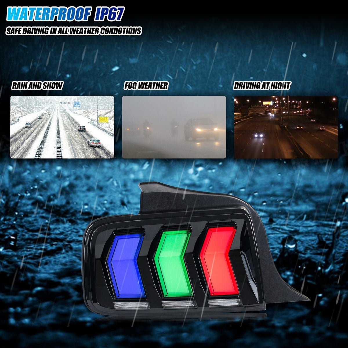 Sealed, waterproof construction of the 2005-2009 Ford Mustang LED tail light