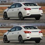 Before and after: factory vs LED tail lights on a 2013-2019 Nissan Sentra