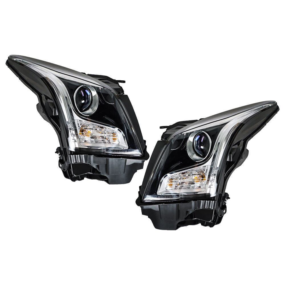 Chrome Halogen Projector Headlights Pair w/ Bulbs for Cadillac ATS w/o LED DRL (2013-2018)