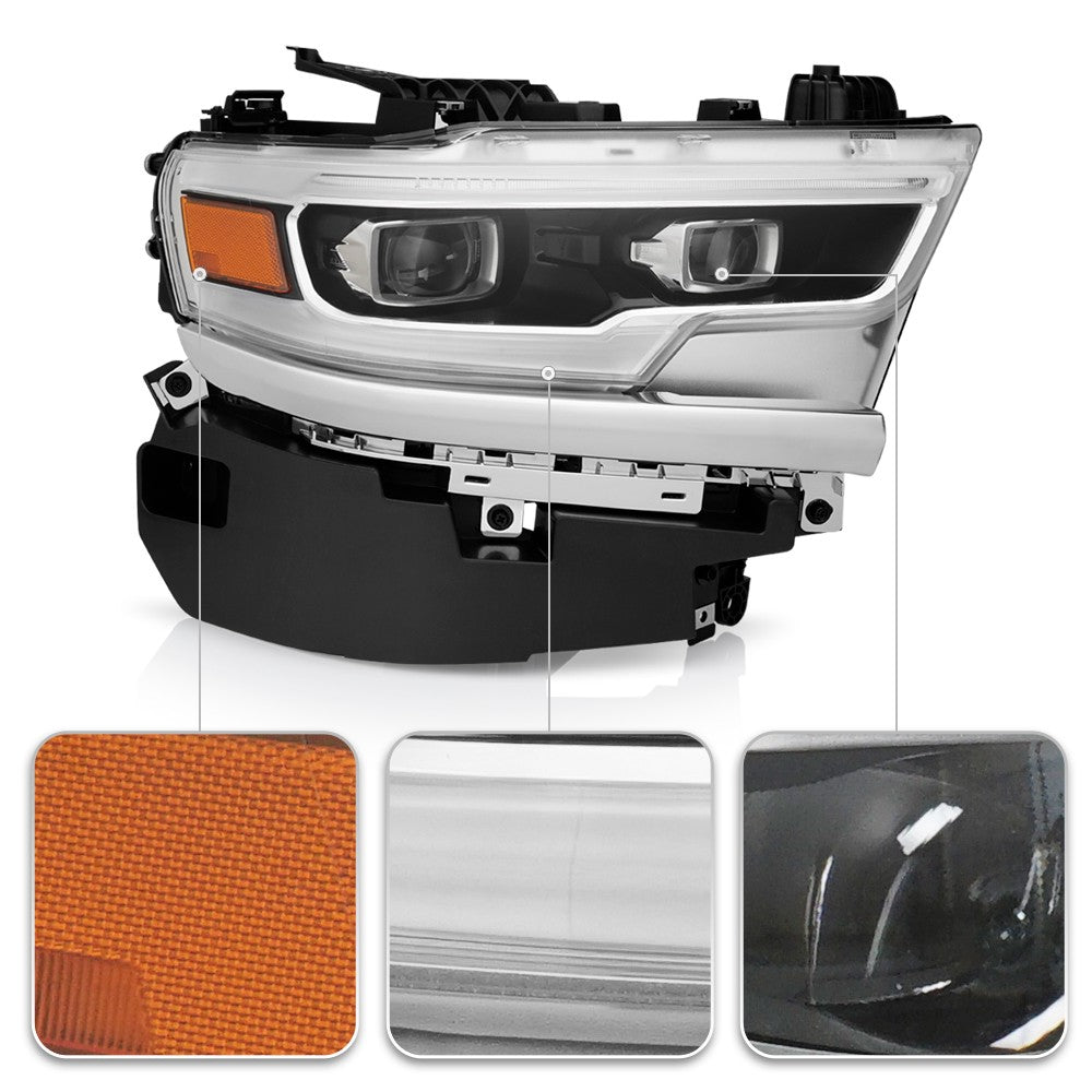 Left LED headlight side angle for 2019-2024 Ram 1500