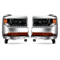 Chrome HID Projector Headlights Pair w/ LED DRL for Chevy Silverado 1500 (2016-2018)
