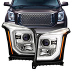 Pair halogen projector headlight front angle for 2015-2017 GMC Yukon